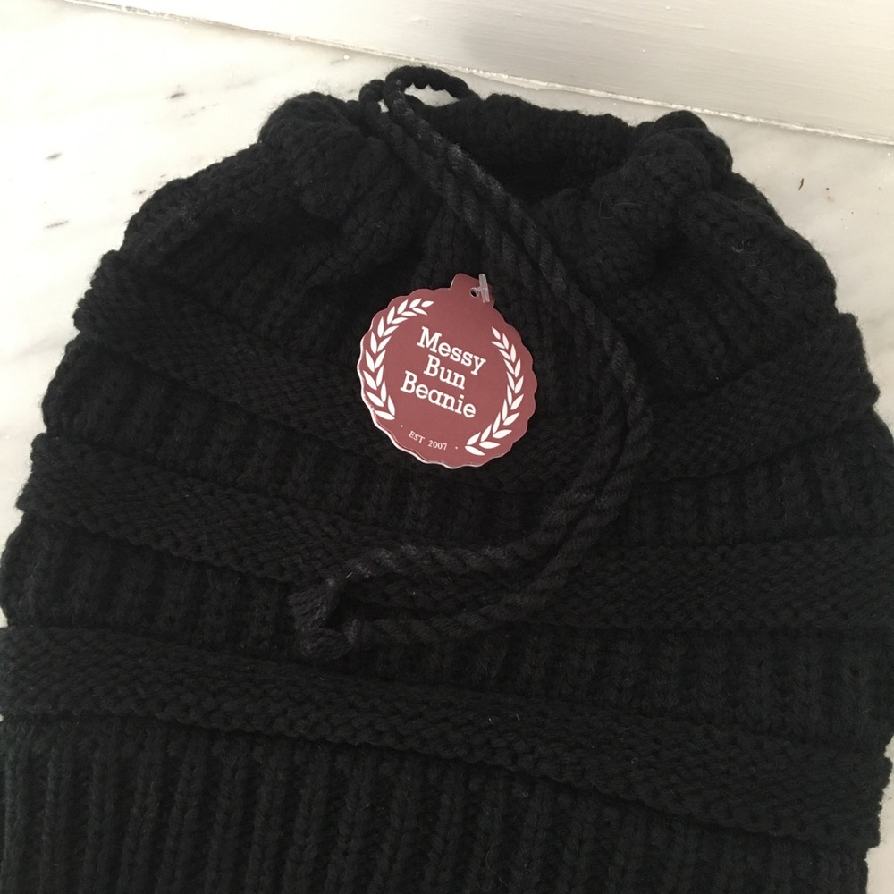Messy bun beanie